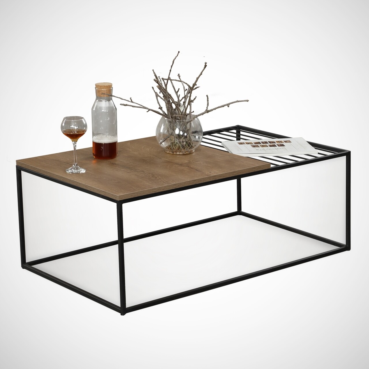 Masuta de cafea Zinus Caucasian, Comforty, 95x55x43 cm, stejar caucazian - imagine 7